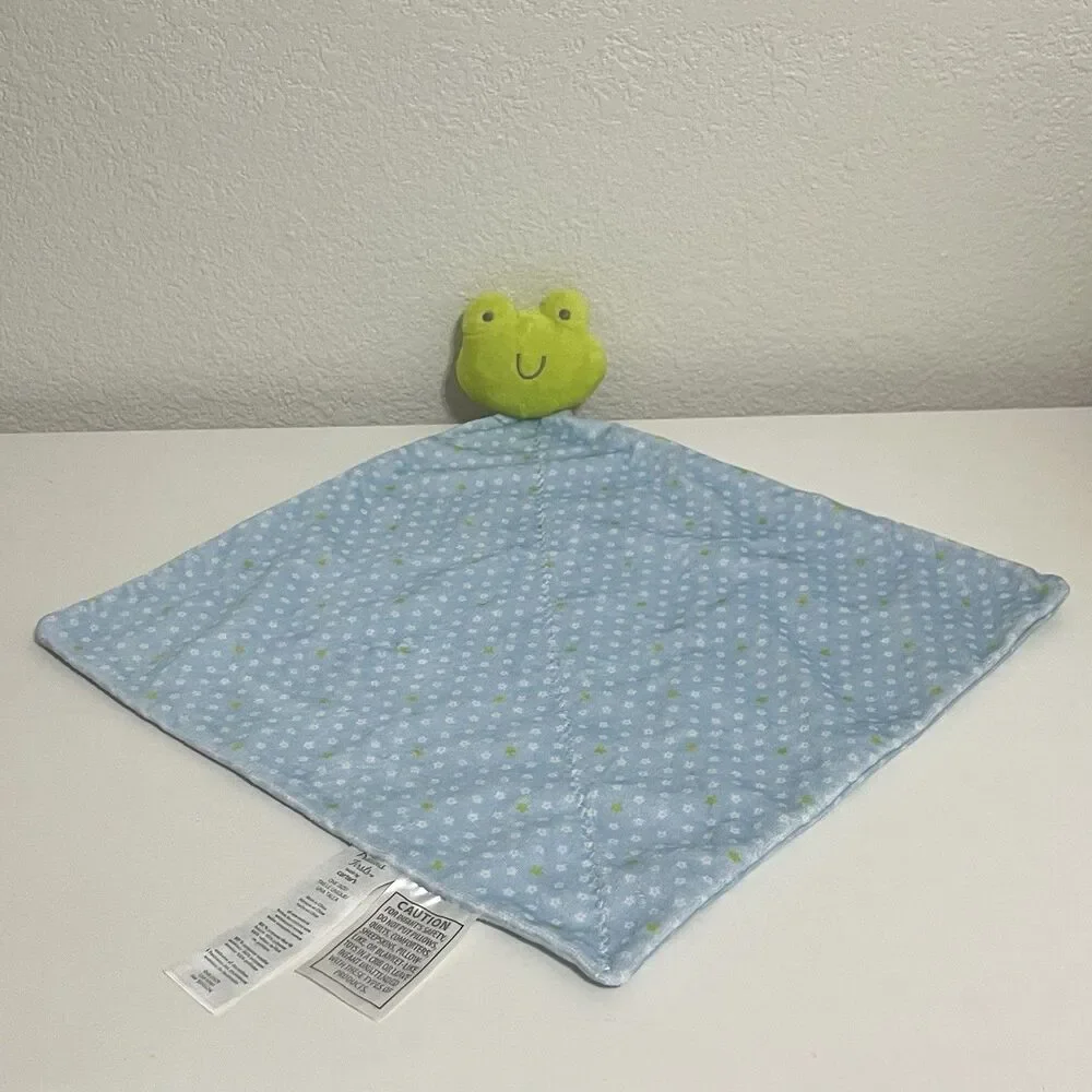 Precious Firsts by Carter's Frog Security Blanket Lovey Rattle Green Blue Floral